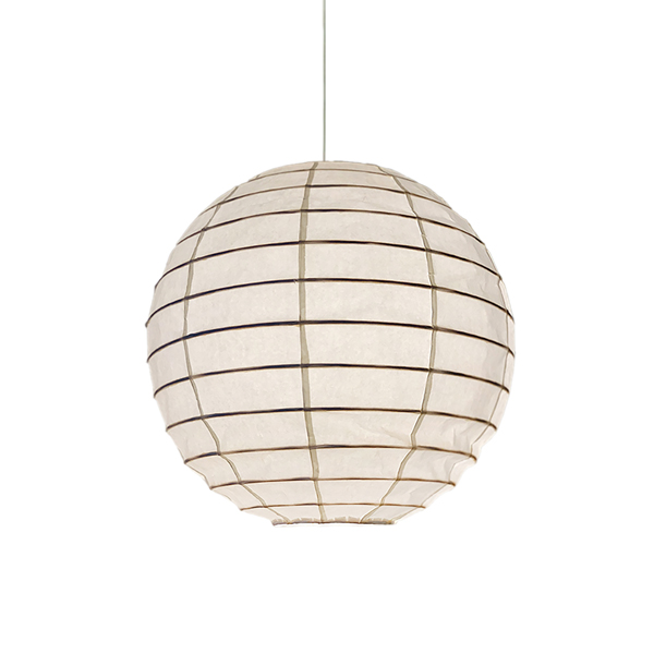 Paper Life - Round lantern - Chinses art paper - Hanging Lampshade - Bamboo Frame - 55cm (22 in) Diameter - White - Foldable - Handmade